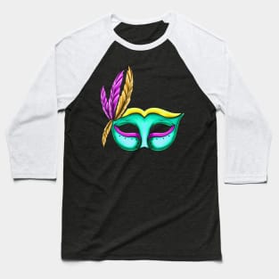 Green Mask For Mardi Gras Baseball T-Shirt